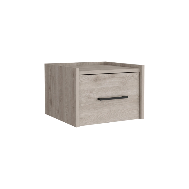 Yorktown Floating Nightstand Engineered Wood Handy Drawer Light Gray