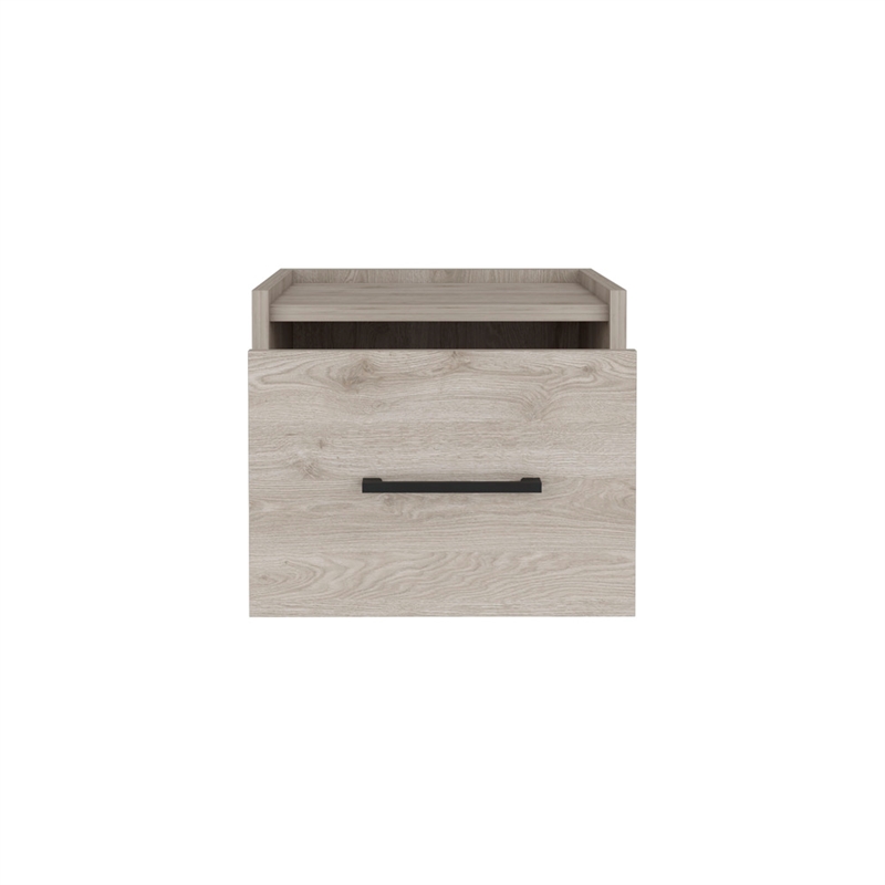 Yorktown Floating Nightstand Engineered Wood Handy Drawer Light Gray