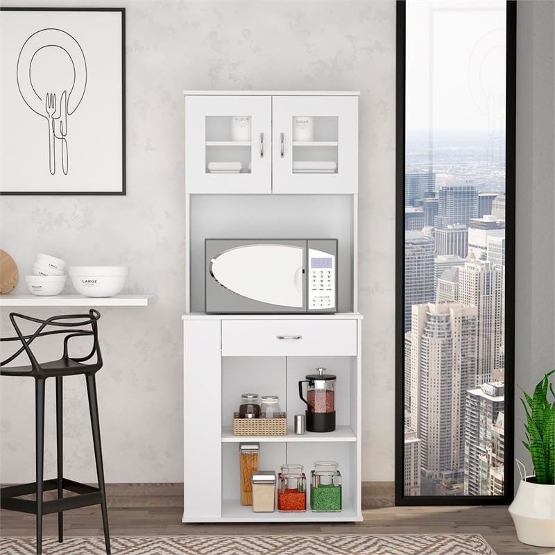 Pantry Cabinet 1 Drawer 4 Shelves 3 Side Shelves White Engineered wood