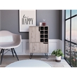 Bar Single Door Cabinet 8 Built in Wine Rack 4 Legs Light Gray Engineered Wood