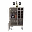 Bar Single Door Cabinet 8 Built in Wine Rack 4 Legs Light Gray Engineered Wood