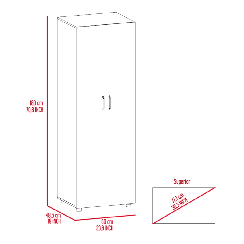 Armoire 2 Shelves Rod Double Door Cabinet Armoire Black Engineered  Wood