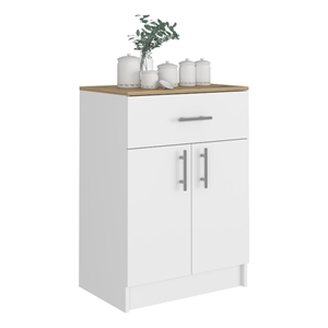 Pantry Cabinet 1 Drawer 2 Shelves 2 Doors White/Light Oak Engineered Wood