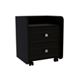 Nightstand 2 Drawers Superior Top Metal Handle Black Engineered Wood