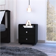 Nightstand 2 Drawers Superior Top Metal Handle Black Engineered Wood