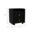 Nightstand 2 Drawers Superior Top Metal Handle Black Engineered Wood