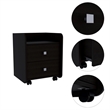 Nightstand 2 Drawers Superior Top Metal Handle Black Engineered Wood