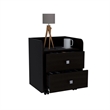 Nightstand 2 Drawers Superior Top Metal Handle Black Engineered Wood