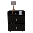 Nightstand 2 Drawers Superior Top Metal Handle Black Engineered Wood