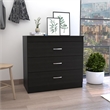 Dresser 3 Drawers  Metal Hardware Superior Top Black Wengue Engineered Wood