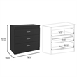 Dresser 3 Drawers  Metal Hardware Superior Top Black Wengue Engineered Wood