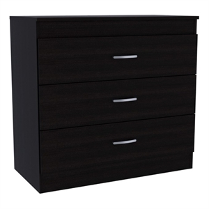 Dresser 3 Drawers  Metal Hardware Superior Top Black Wengue Engineered Wood