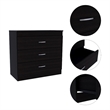 Dresser 3 Drawers  Metal Hardware Superior Top Black Wengue Engineered Wood