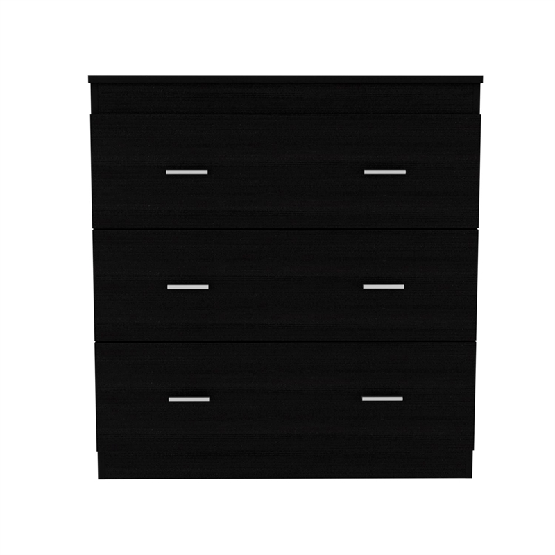 Dresser 3 Drawer Superior Top Metal Handles Black Engineered wood
