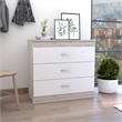 Dresser 3 Drawers Metal Hardware Superior Top Light Gray White Engineered Wood