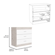 Dresser 3 Drawers Metal Hardware Superior Top Light Gray White Engineered Wood