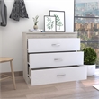Dresser 3 Drawers Metal Hardware Superior Top Light Gray White Engineered Wood