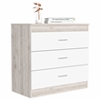 Dresser 3 Drawers Metal Hardware Superior Top Light Gray White Engineered Wood