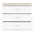 Dresser 3 Drawers Metal Hardware Superior Top Light Gray White Engineered Wood