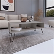 Selma Coffee Table with 4 Legs and 2 Shelves White Engineered Wood