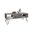 Selma Coffee Table with 4 Legs and 2 Shelves White Engineered Wood