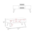 Selma Coffee Table with 4 Legs and 2 Shelves White Engineered Wood