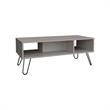 Selma Coffee Table with 4 Legs and 2 Shelves White Engineered Wood
