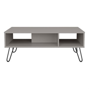 Selma Coffee Table with 4 Legs and 2 Shelves White Engineered Wood