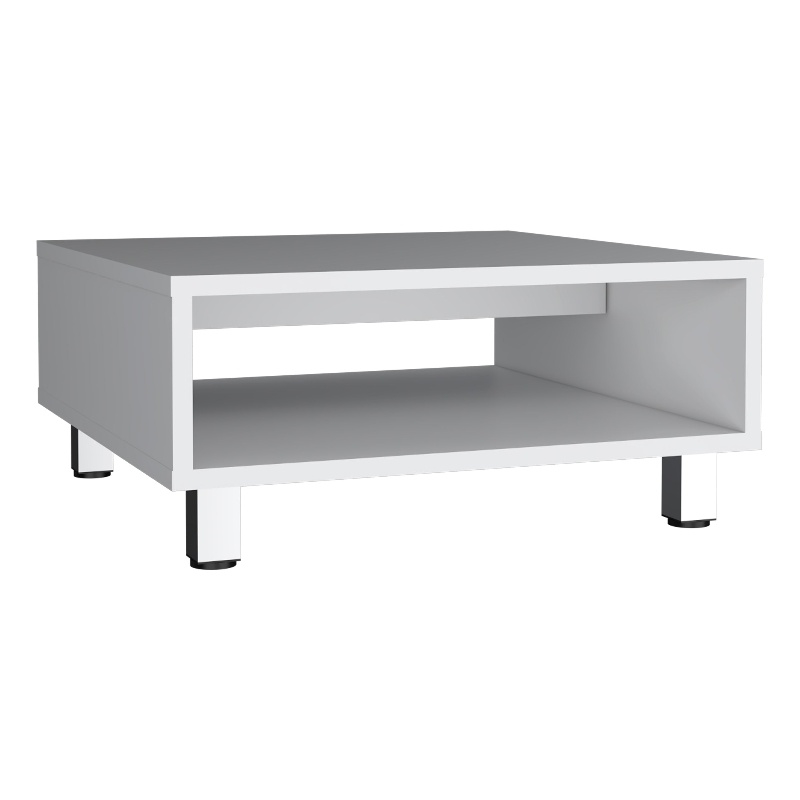Chiniak Coffee Table 1 shelf 4 legs White Engineered Wood