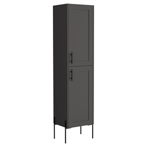 Linen Cabinet Wooden 2 Doors Matt Gray Engineered Wood