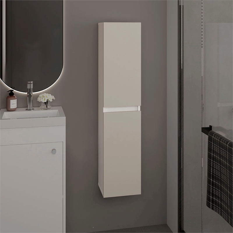 Burgaw Bathroom Cabinet 2 Doors 4 Shelves White Gray Oak Engineered Wood