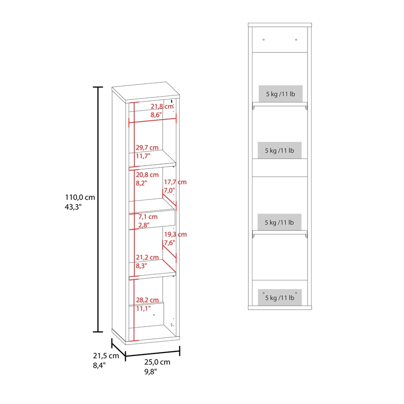 Burgaw Bathroom Cabinet 2 Doors 4 Shelves White Gray Oak Engineered Wood