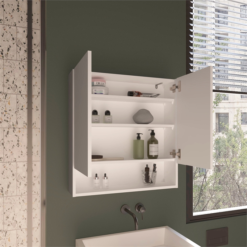 Susitna Medicine Cabinet 2 Doors 4 Shelves White Engineered Wood