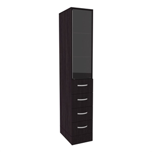 Magna Linen Cabinet Three Shelves Four Drawers Black Wengue Engineered Wood