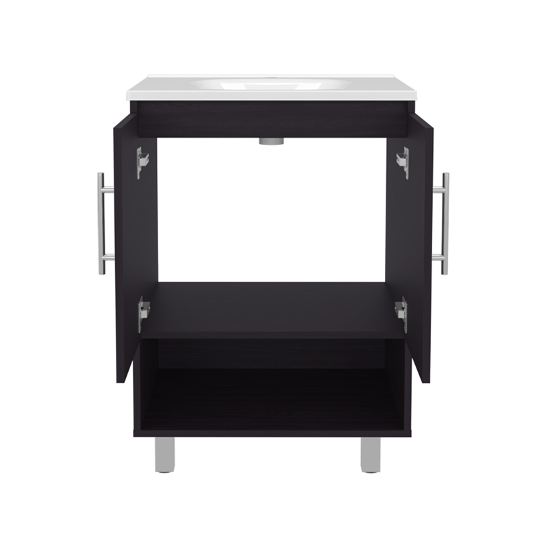 Azure Bathroom Vanity 2 Doors 2 shelves Black Wengue Engineered Wood