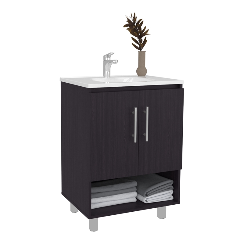 Azure Bathroom Vanity 2 Doors 2 shelves Black Wengue Engineered Wood