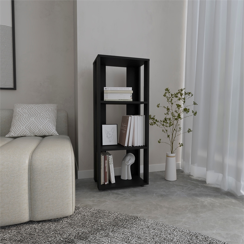 Laurier Office Library 3 Shelves Black Wengue Engineered Wood