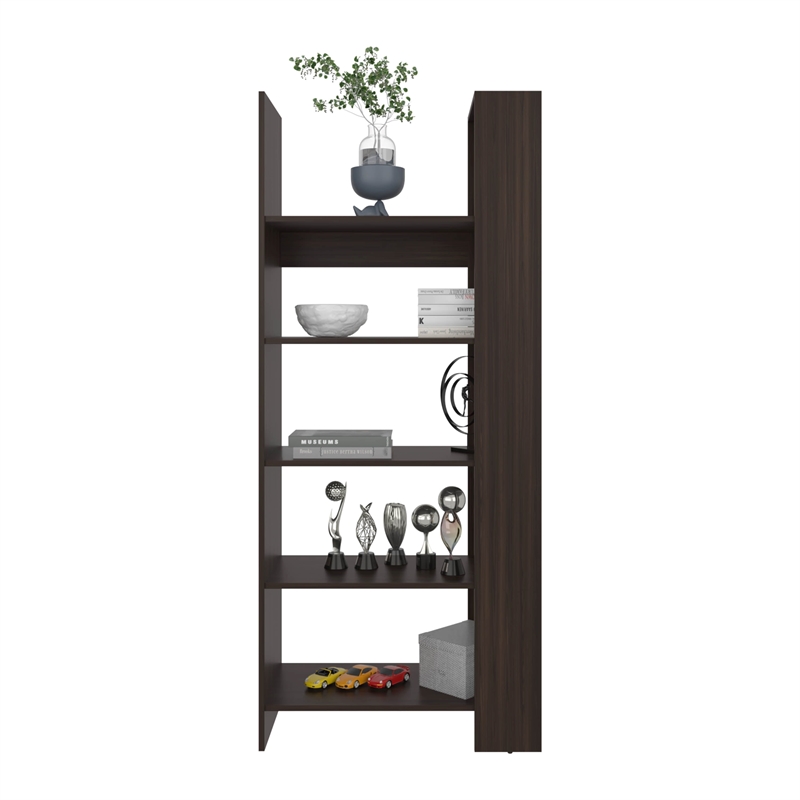 Newtok Bookcase FreeStanding 5 Shelves Dark Walnut Engineered Wood