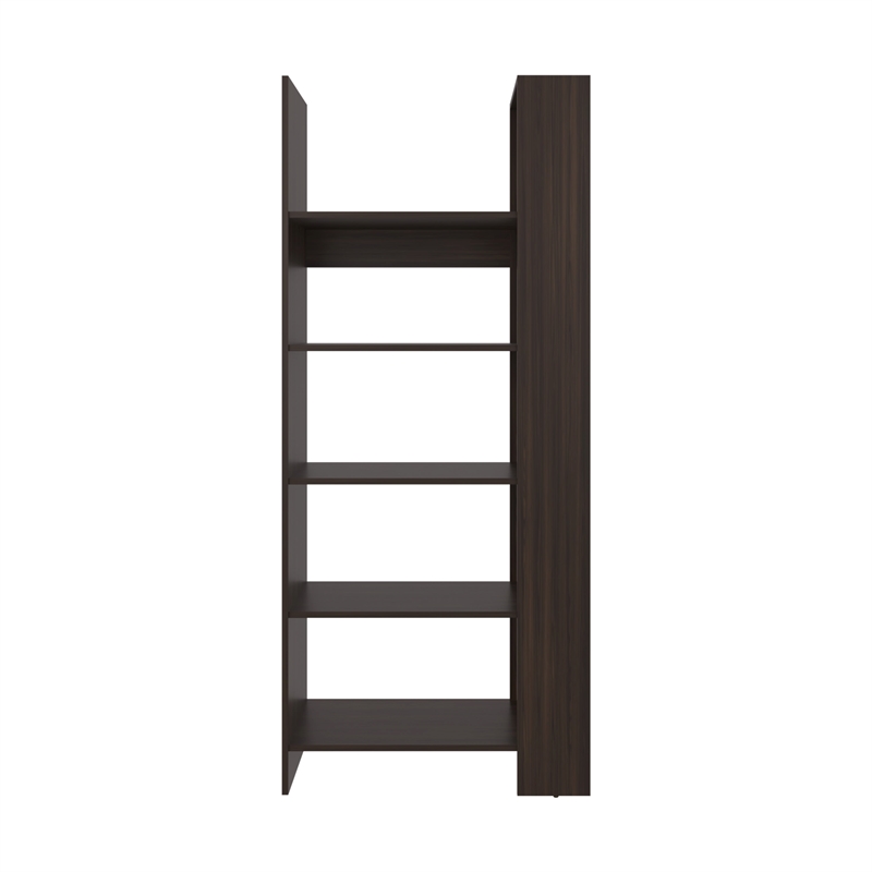 Newtok Bookcase FreeStanding 5 Shelves Dark Walnut Engineered Wood