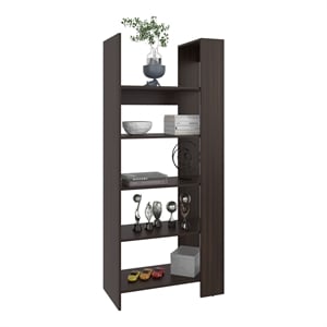 Newtok Bookcase FreeStanding 5 Shelves Dark Walnut Engineered Wood