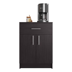 Barbados Pantry Cabinet 1 Drawer 2 Shelves 2 Doors Black Wengue Engineered Wood