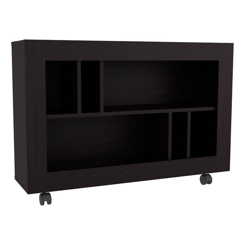 Lacey Console Table Cart 5 Shelves 4 Casters Black Wengue Engineered Wood