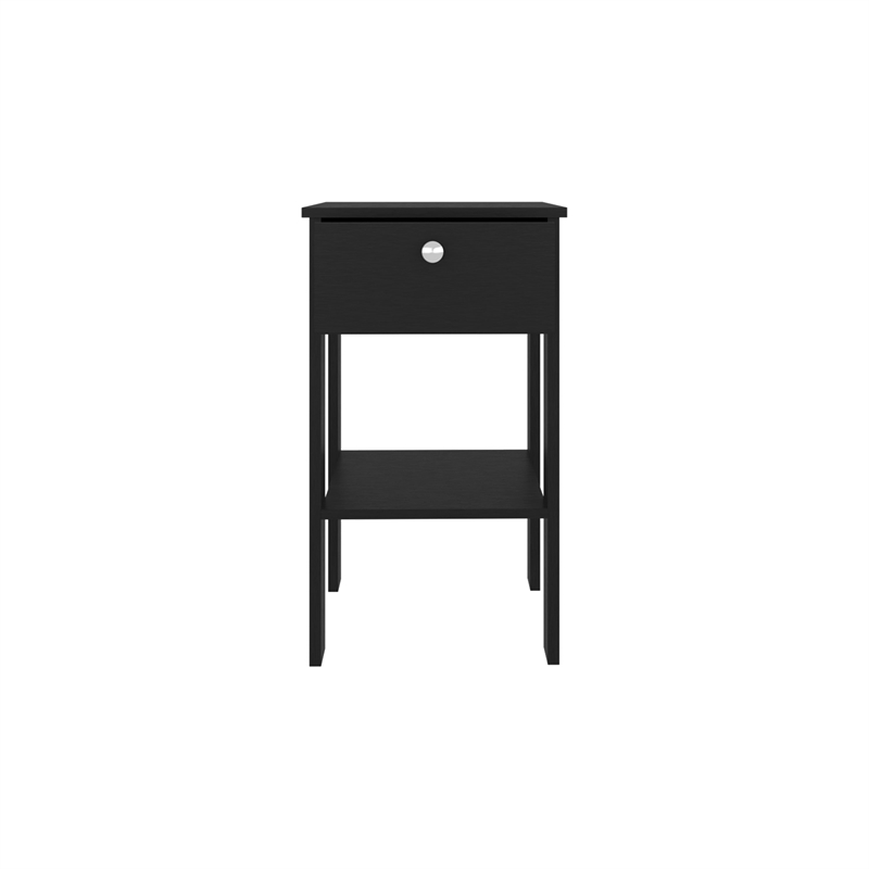 McRae Nightstand 1 Drawer 1 Shelf 4 Legs Black Wengue Engineered Wood