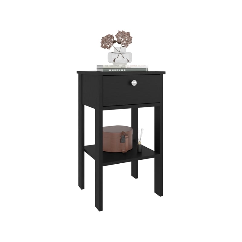 McRae Nightstand 1 Drawer 1 Shelf 4 Legs Black Wengue Engineered Wood