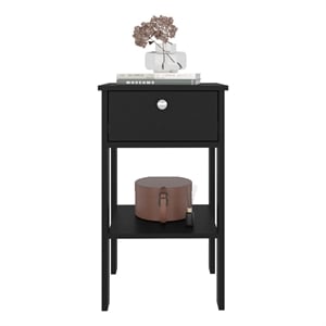 McRae Nightstand 1 Drawer 1 Shelf 4 Legs Black Wengue Engineered Wood