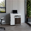 Odessa Extendable Desk 2 Drawers 4 Shelves 4 Wheels White/Walnut Engineered Wood