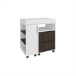 Odessa Extendable Desk 2 Drawers 4 Shelves 4 Wheels White/Walnut Engineered Wood