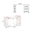 Odessa Extendable Desk 2 Drawers 4 Shelves 4 Wheels White/Walnut Engineered Wood