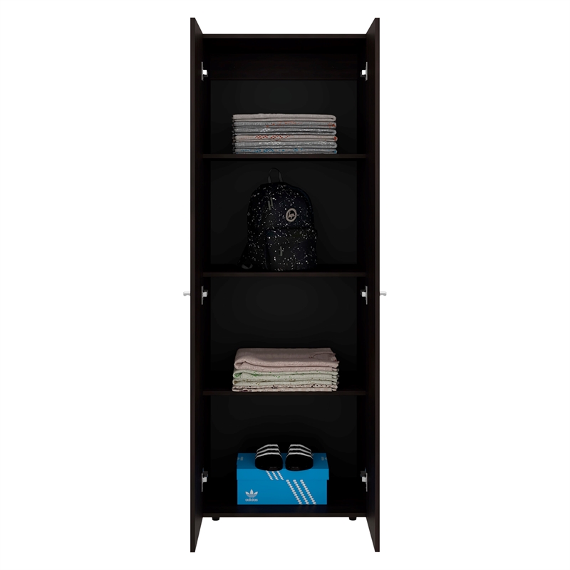 Ghent Armoire 2 Doors 4 Shelves Walnut / Black Wengue Engineered Wood