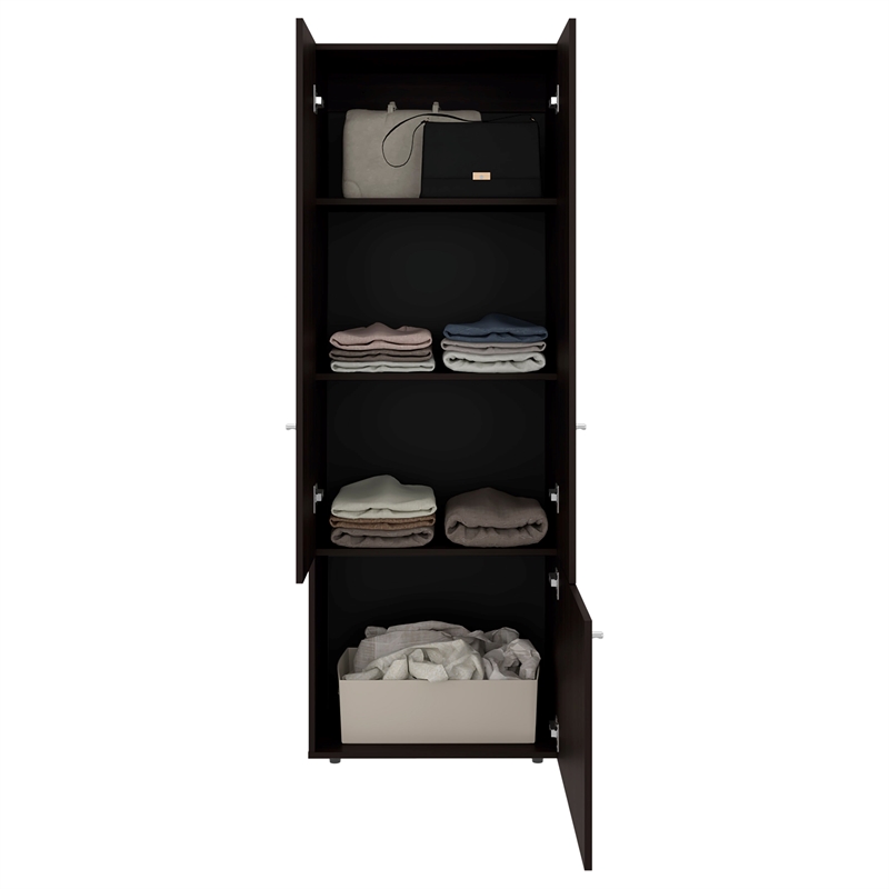 Trego Armoire 3 Doors 4 Shelves Walnut / Black Wengue Engineered Wood